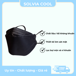 Khẩu trang y tế SOLVIACOOLSTORE 4D Mask màu đen hỗ trợ ngăn khói, bụi, kháng khuẩn
